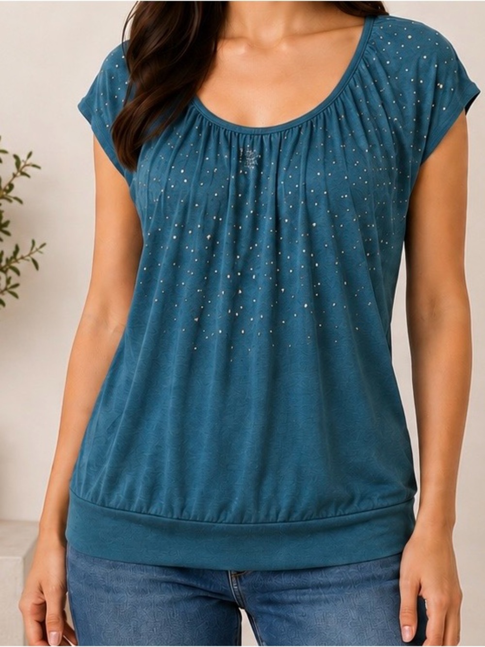 GAP Teal Scoop Neck Top